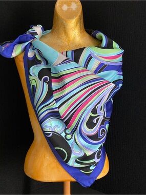Carlisle Komen 2009-2010 Silk Psychedelic Abstract Scarf New Old Stock